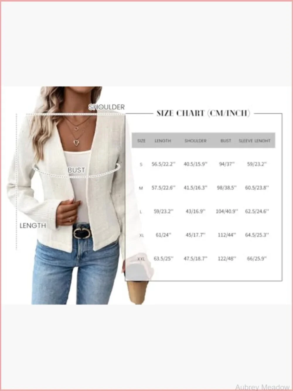 Women's Tweed Blazer Jacket Collarless Open Front Fully Lined Cropped Fit